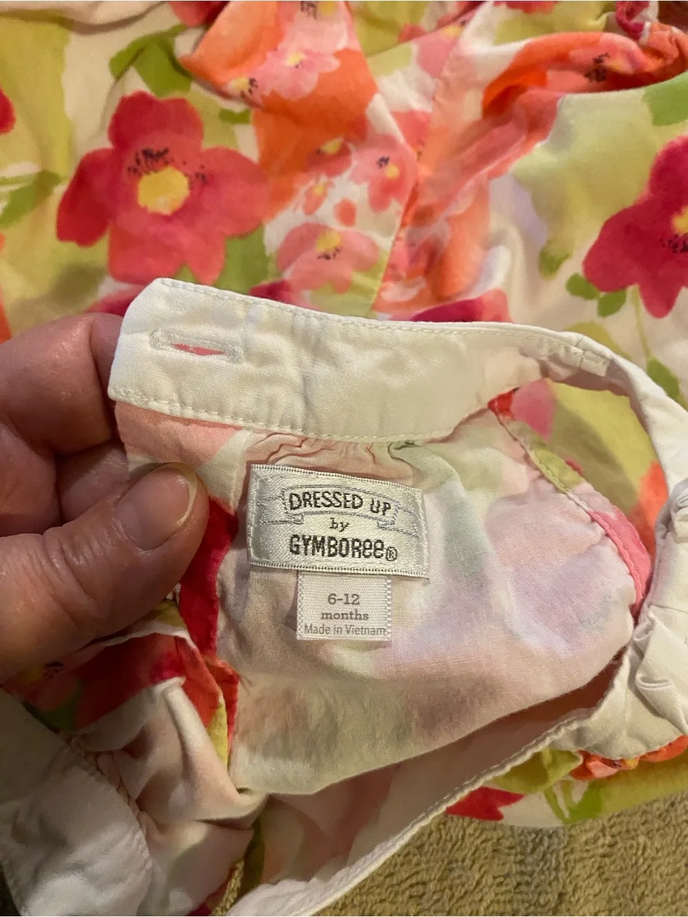 Gymboree Floral Bubble Romper in Coral, Pink & Green